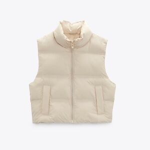 Zara Beige Puffer Vest
